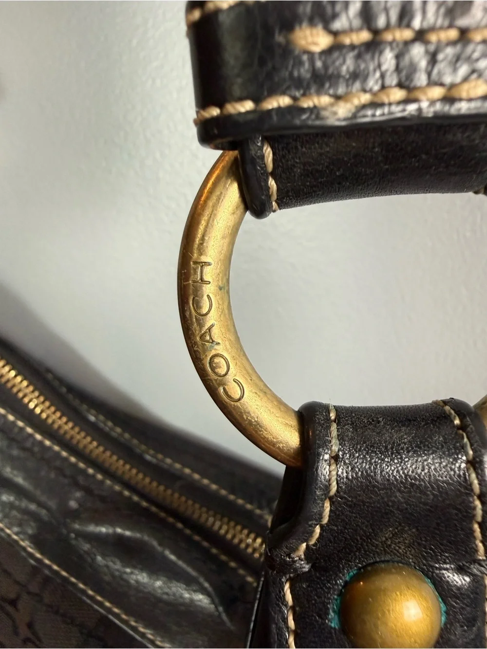 Coach 10402 Signature Jacquard Canvas Leather Black Crossbody Shoulder